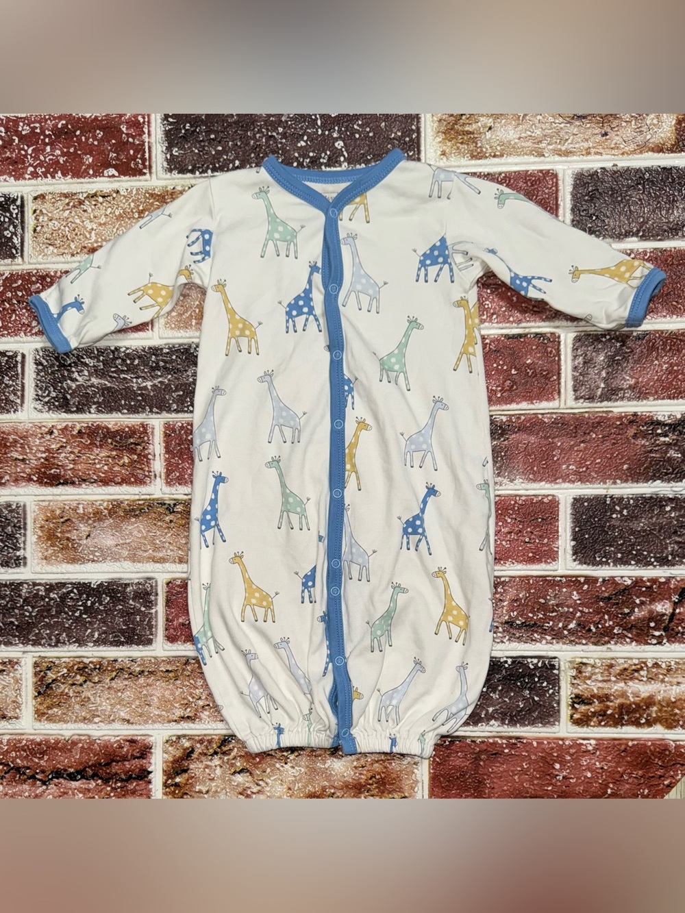 Kissy Love by Kissy Kissy Giraffe converter gown Small 0-3m pima cotton baby boy